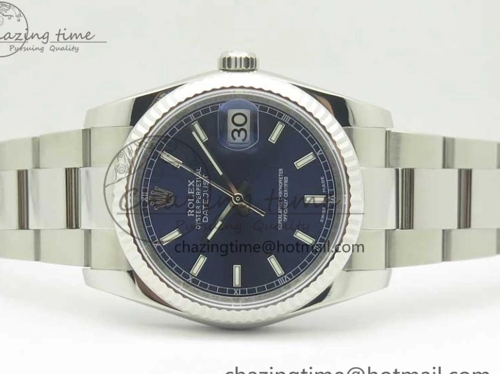 MiroTime 0225 DateJust 36 SS 116234 Fluted Bezel DJF Best Edition Blue Dial Stick Markers on SS Oyster Bracelet A Affordable 3373